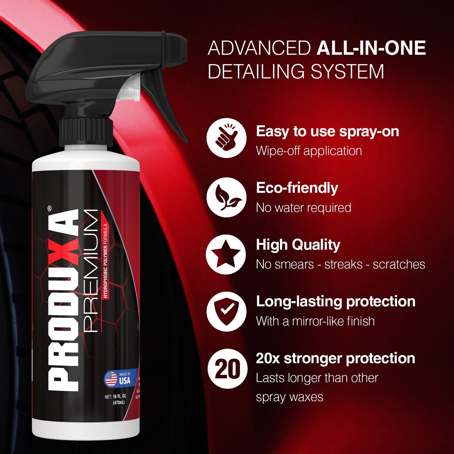 PRODUXA® PREMIUM - Instant Surface Polish, Sealant, and Protector. All-in-one Detailing Spray(16 oz)